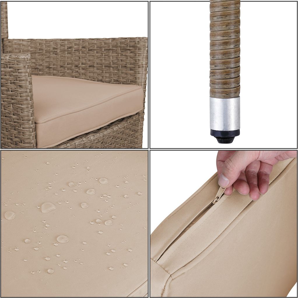 CASARIA® Polyrattan Ecklounge Set WPC Esstisch Ecksofa 2 Produktbild 3