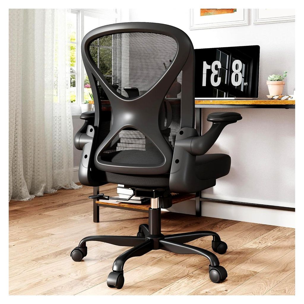 Ergonomischer Bürostuhl, Mesh-Bürostuhl mit verstellbarer Lendenstütze und hochklappbaren Armlehnen, atmungsaktiver Computerstuhl für das Homeo...
