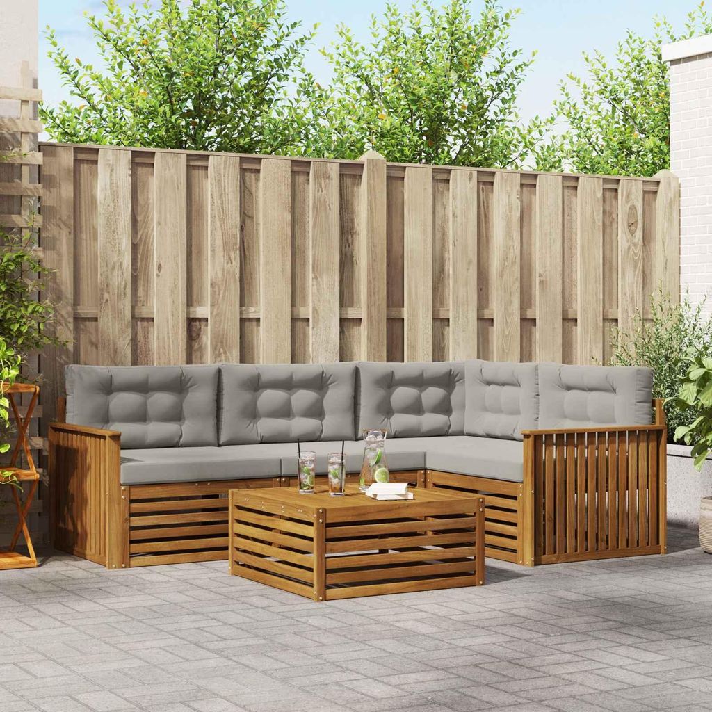 "Summerschlussverkauf"Outdoor-Sofagarnitur - CLORIS - Balkonmöbe/Sitzgruppe - mit Kissen 5 pcs - Moderne Design - Natürlich und Hellgrau - Garten...