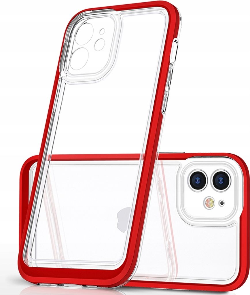 Klar Etui Fall Abdeckung Fall mit Rahmen für Iphone 12 Rot