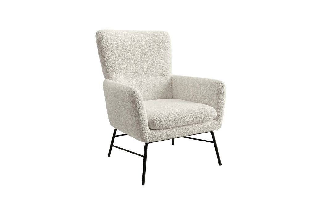 Moderner Sessel Breeze weiß Polstersessel mit Metallbeinen für Wohnzimmer & Schlafzimmer