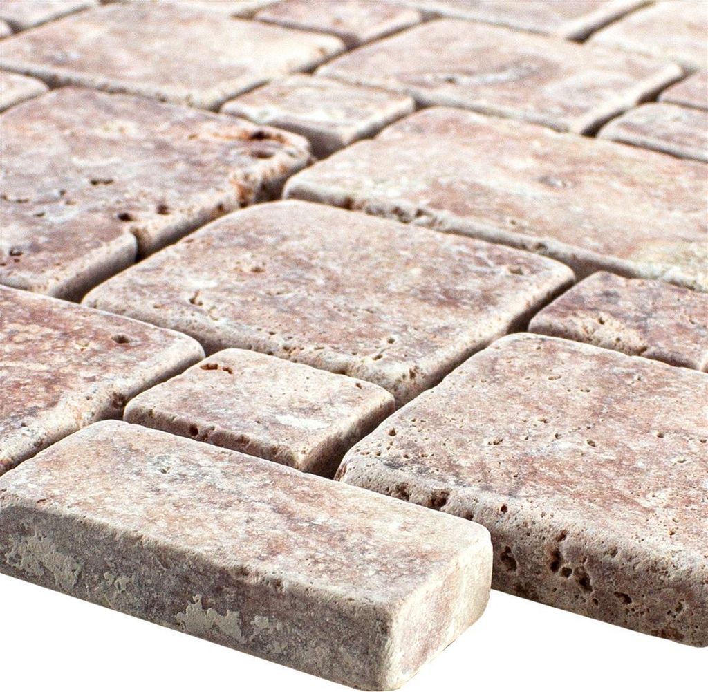 Naturstein Travertin Mosaikfliesen LaGrange Rot