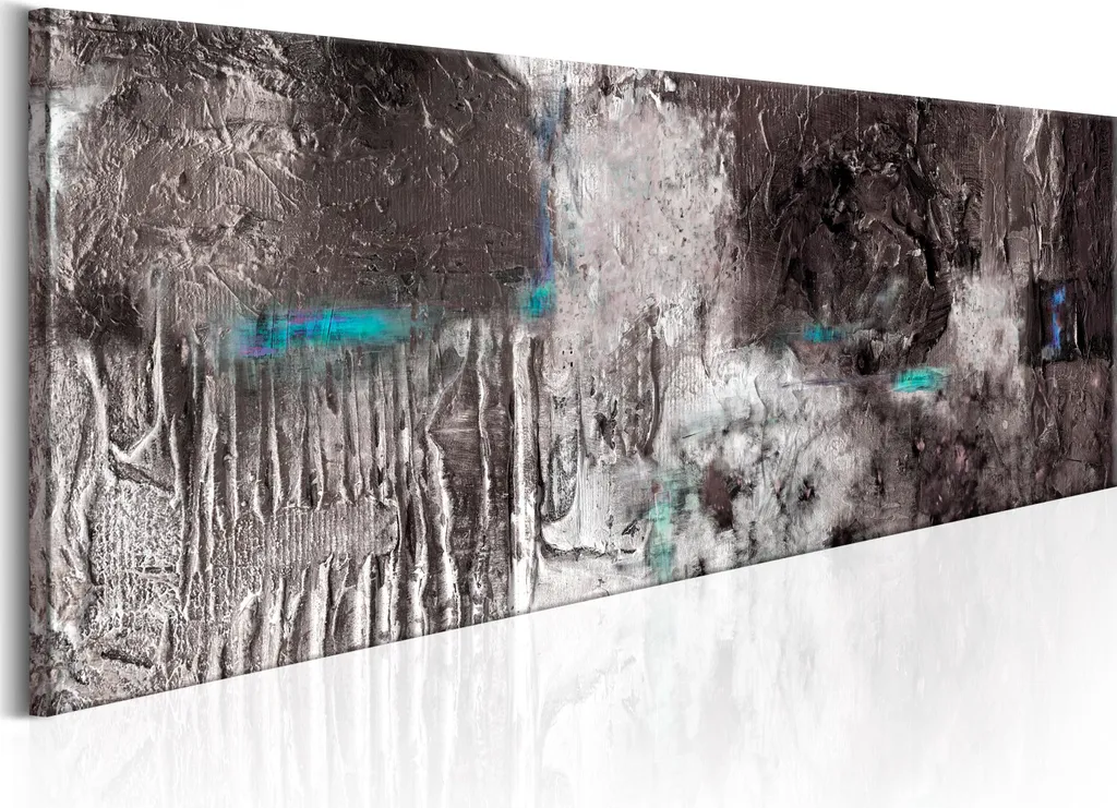 Quadro Industrial Silver Machine 150x50 cm Astratto Argento TNT