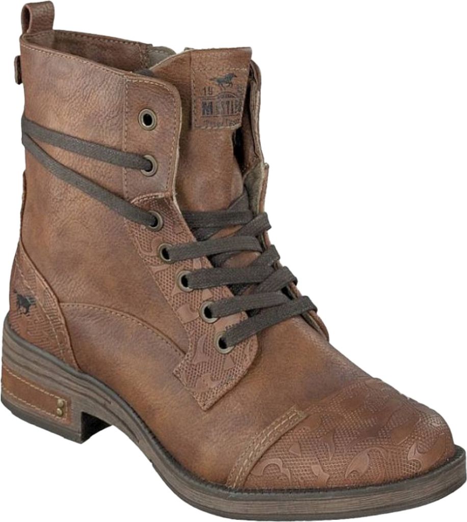 Mustang Damen Boot Stiefelette Prägemuster 7-Loch-Schnürung Produktbild 