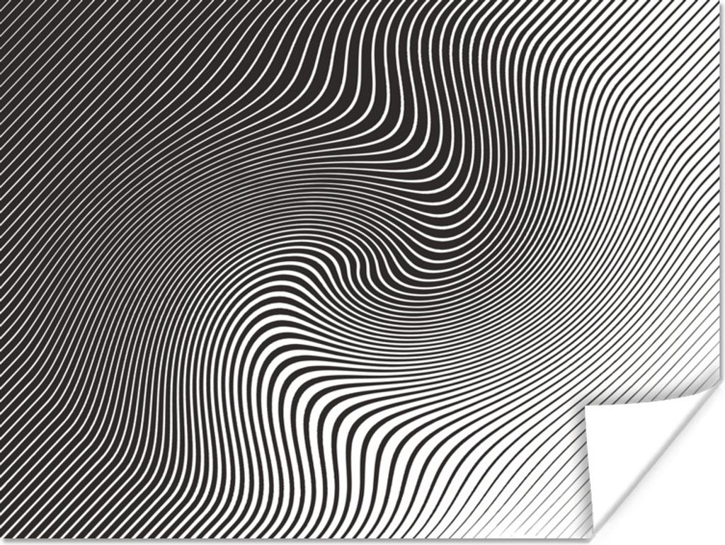 MuchoWow Poster Eine schwarz-weiße Illustration eines Musters 40x30 cm - Plakate für die Wände - Poster Wohnzimmer