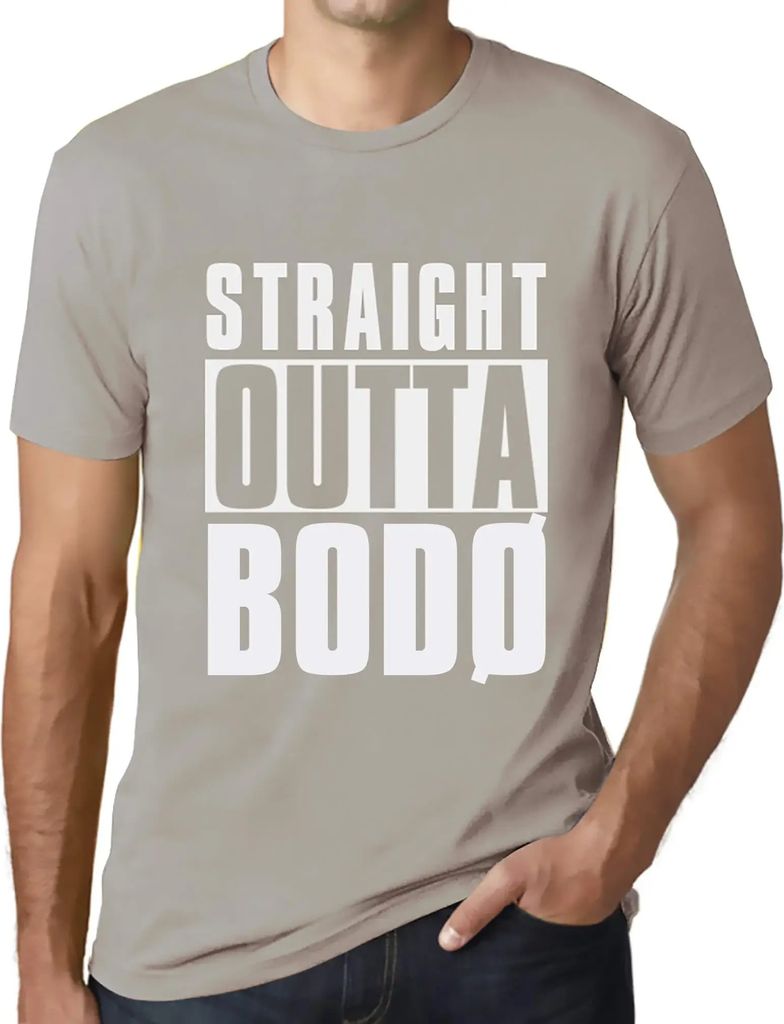 Herren Grafik T-Shirt Straight Outta Bodø Öko-Verantwortlich Vintage Jahrgang Kurzarm Lustige Druck Geburtstag Geschenk Mann