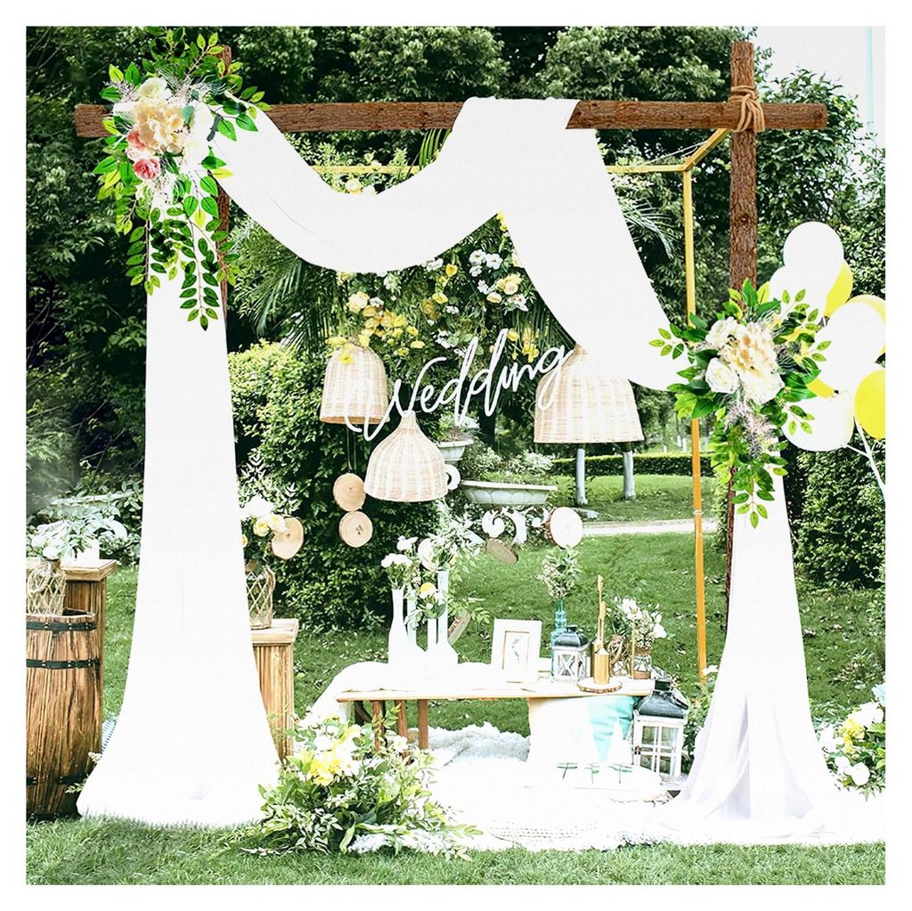 Hochzeitsbogen transparente Vorhänge Hintergrund, 600x75cm Voile Vorhang Chiffon Drapierung, Tüllstoff Vorhänge für Hochzeitszeremonie Empfang ...