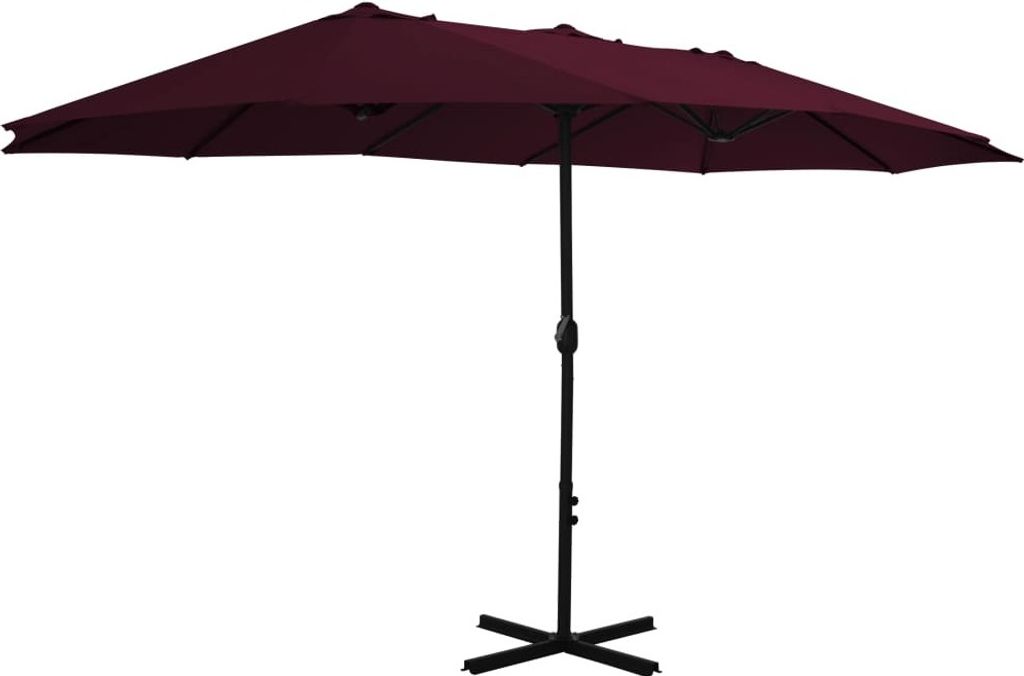vidaXL Ombrellone con palo in alluminio 460x270 cm Rosso Immagine del prodotto 