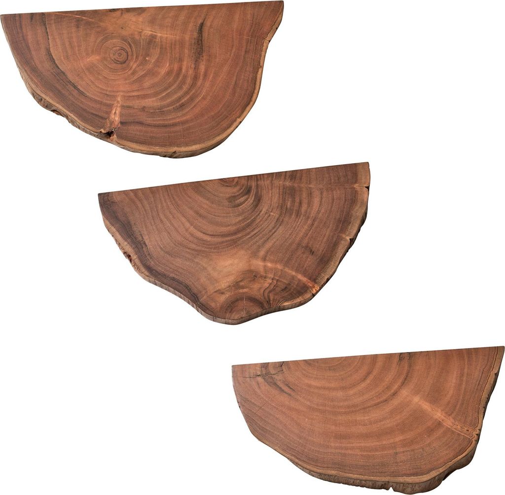 Set di 3 mensole da parete in legno massiccio d'acacia Immagine del prodotto 