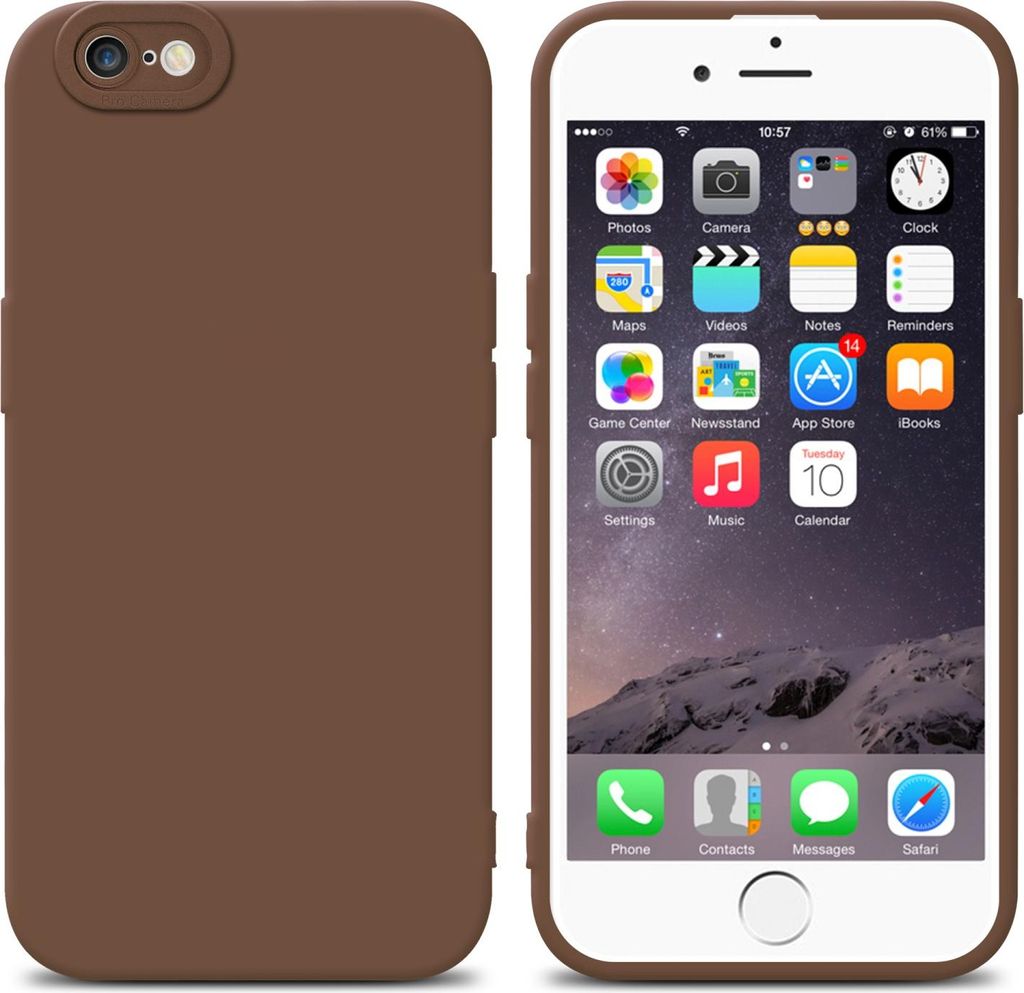 Cadorabo Hülle für Apple iPhone 6 / 6S Schutz Hülle in Braun TPU Silikon Etui Case Handyhülle