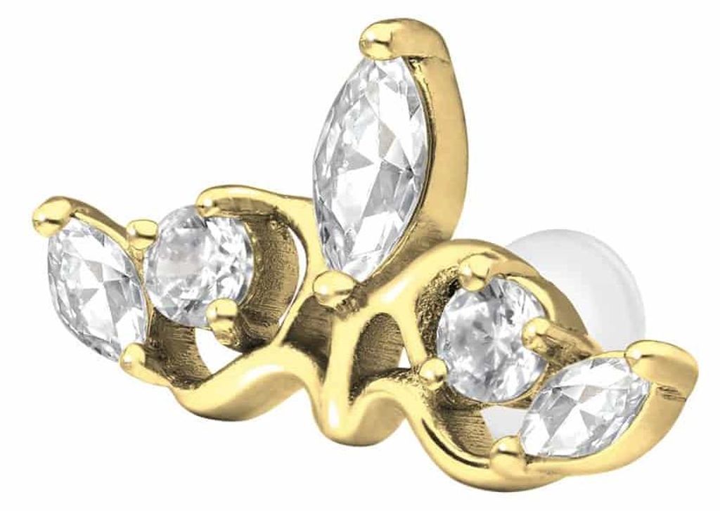 Ohrpiercing, Nasenpiercing PTFE Labret mit Innengewinde + Titan-Aufsatz GOTISCHE KRONE Gold Stablänge: 6mm | Stabstärke: 1,2mm