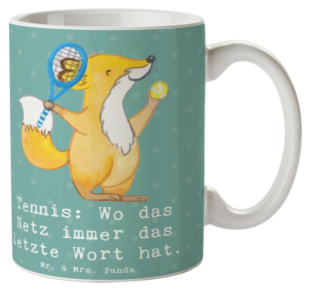 Mr. & Mrs. Panda Teetasse Tennis Netz - Meeresbrise - Geschenk, Sportart, Dekotasse, Ausrüstung, Sportler, Wettkampf, Kaffeebecher, Schläger, Hen...