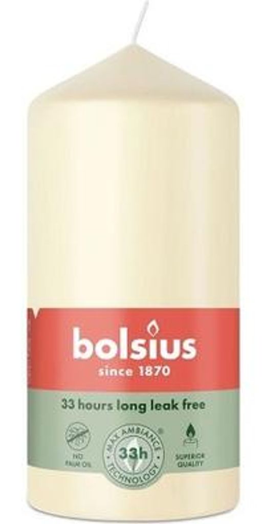 Bolsius Duft Stumpenkerze geriffelt Vanille weiß , Höhe 12