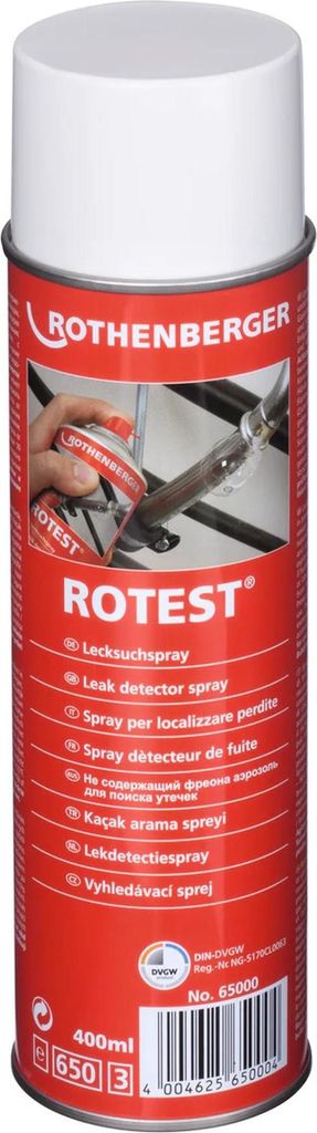 Rothenberger Lecksuchspray ROTEST Inhalt 400 ml 12 Spraydosen im Karton - 65000
