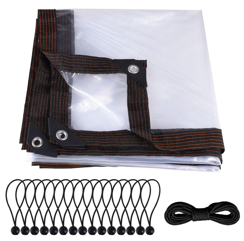Transparente Plane mit Ösen, 2 x 3 m, klar, wasserdicht, Terrassenabdeckung, Gartenabdeckung, wetterfeste Plane, Schutz vor Regen im Freien, für ...