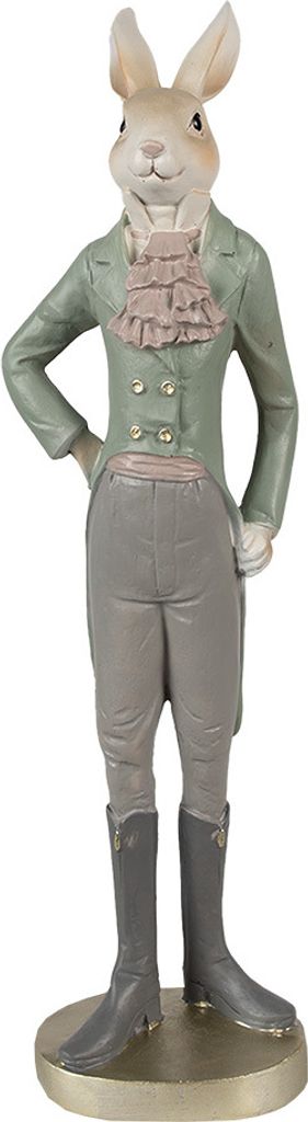 Clayre & Eef Figur Kaninchen 20 cm Beige Grün Polyresin Produktbild 