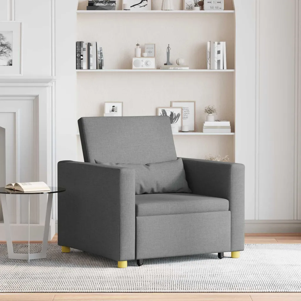 Canapé-lit gigogne en tissu gris foncé 90 cm avec structure robuste fixe