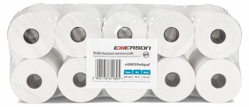 Emerson Thermorolle Kasse 80mm x 30m BPA-frei 10 Stück Produktbild 