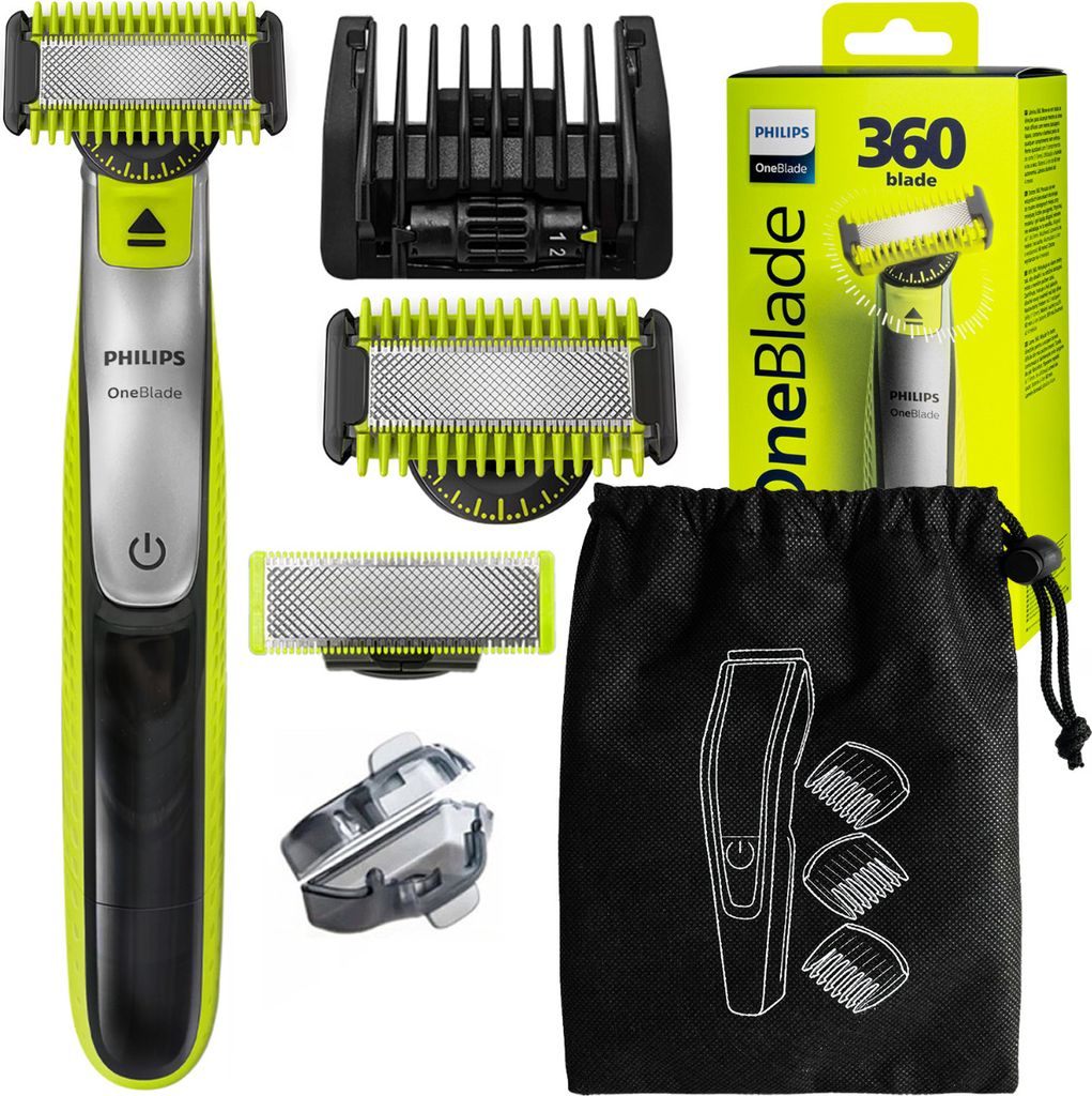 Philips OneBlade 360 QP2830 Rasierer Schwarz Grün mit Reiseetui Bartkörper
