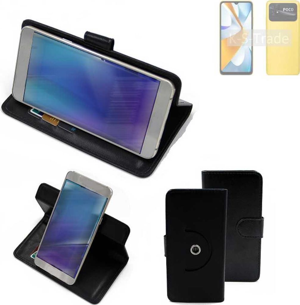 K-S-Trade Case Schutzhülle Handyhülle kompatibel mit Xiaomi Poco C40 Flipcase Smartphone Cover Handy Schutz Tasche Klapphülle Walletcase schwarz