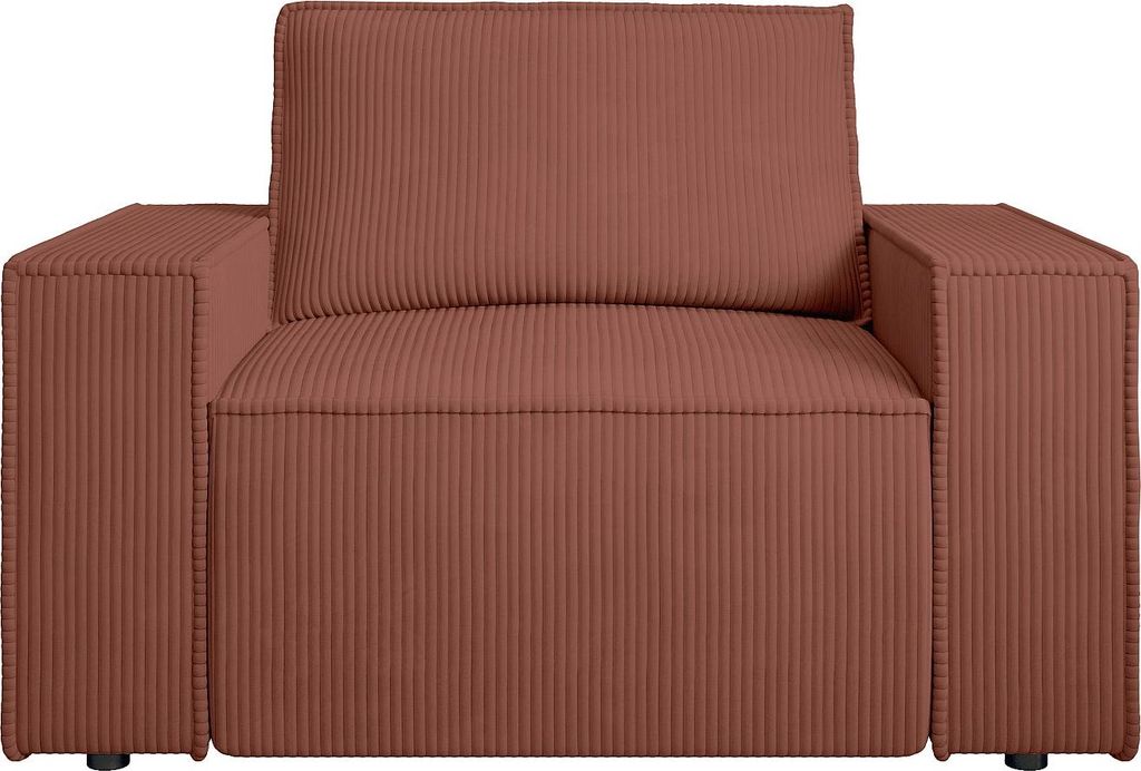 Sessel AMELIA aus Kord in Rosa, abnehmbarer Bezug, Breite 120 cm, Höhe 85 cm, Tiefe 86 cm