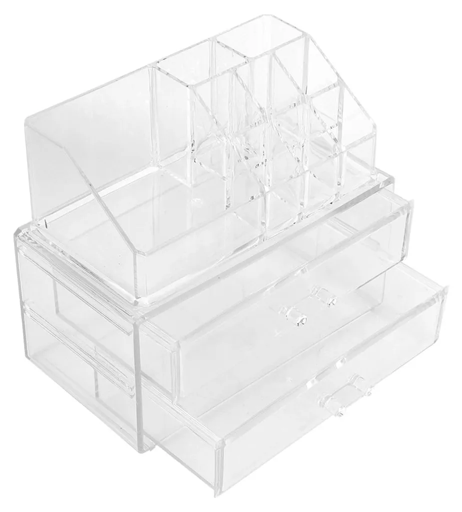 Trousse de toilette transparente à tiroir coulissant et multi-niveaux