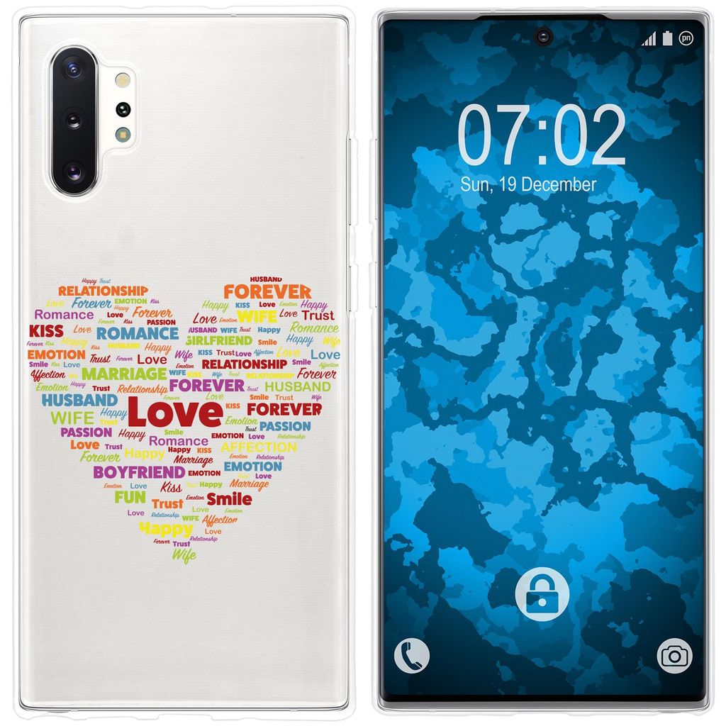 PhoneNatic Case kompatibel mit Samsung Galaxy Note 10+ Silikon-Hülle pride Herz M5
