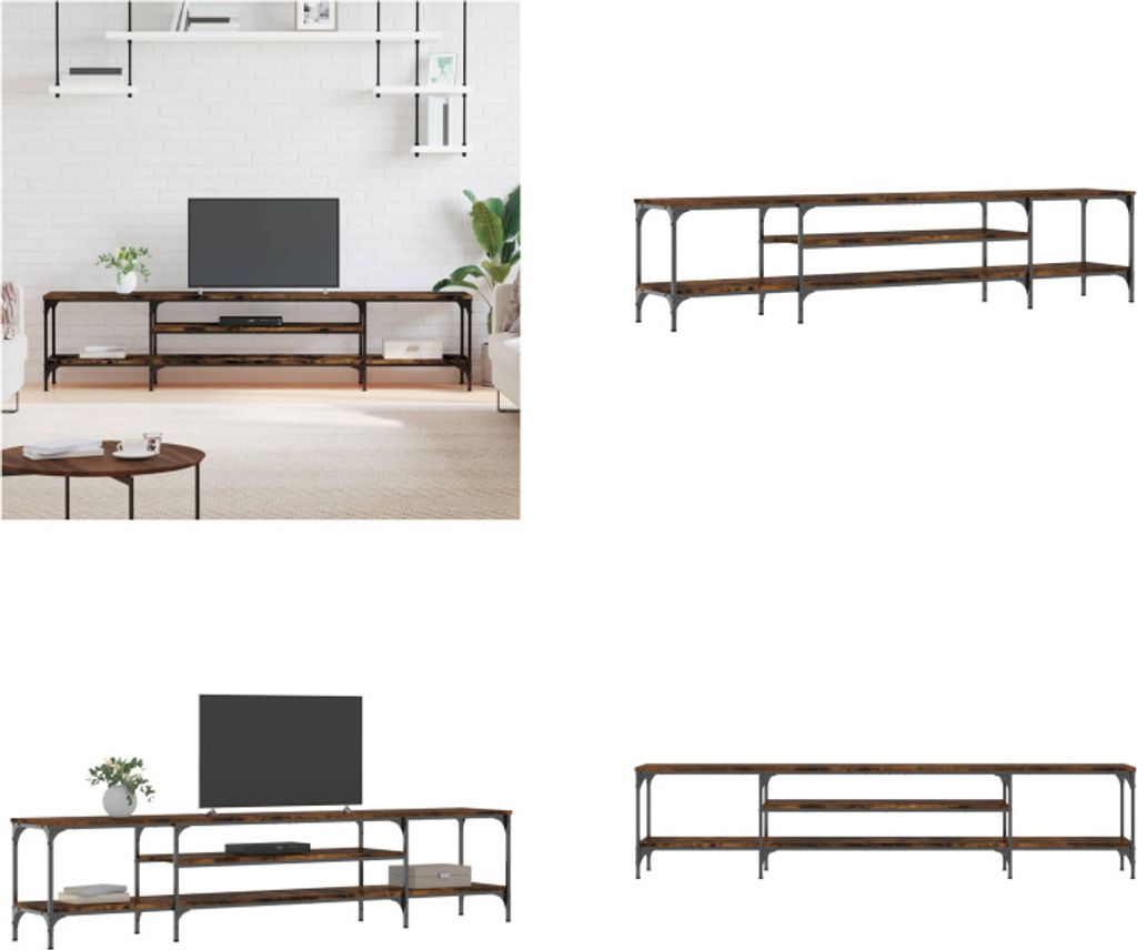 vidaXL TV Schrank Räuchereiche 201x35x45 cm Holzwerkstoff & Eisen - TV-Schrank - TV-Schränke - TV-Ständer - TV-Möbel