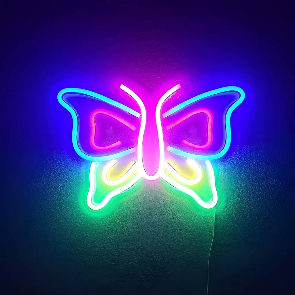 Lampe Murale LED Papillon Multicolore 30cm - Éclairage Déco Ambiance - 2