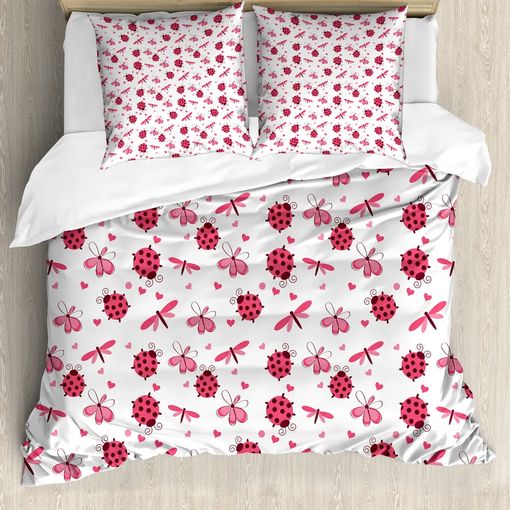 ABAKUHAUS Set Letto Matrimoniale Coccinelle 200x200 Antiacaro