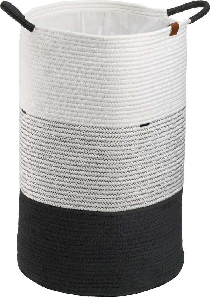 KELA Wäschekorb Hedda Baumwolle/Polyester-Mix weiß-schwarz 57,0 cm 40,0 cm KL-24453