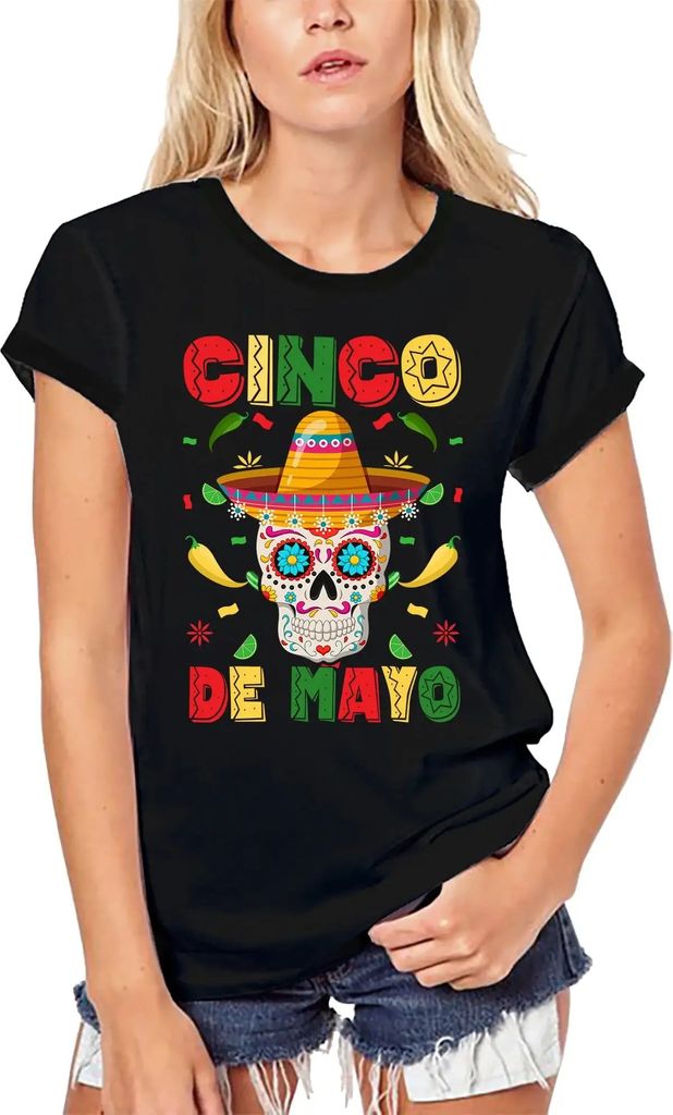 Damen Grafik T-Shirt aus Biobaumwolle Cinco de Mayo 2020 - Totenkopf und Sombrero – Cinco De Mayo 2020 - Death Head And Sombrero – Geschenk 4.