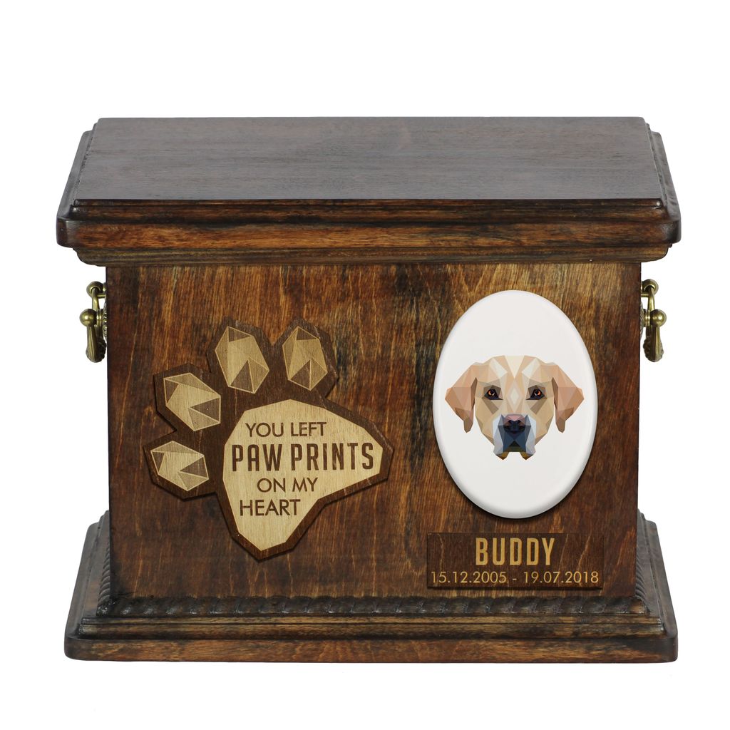 Labrador Retriever Personalisierte Hundeurne mit Gravur, Erinnerungsbox für Hundeknochen von der Marke Art-Dog
