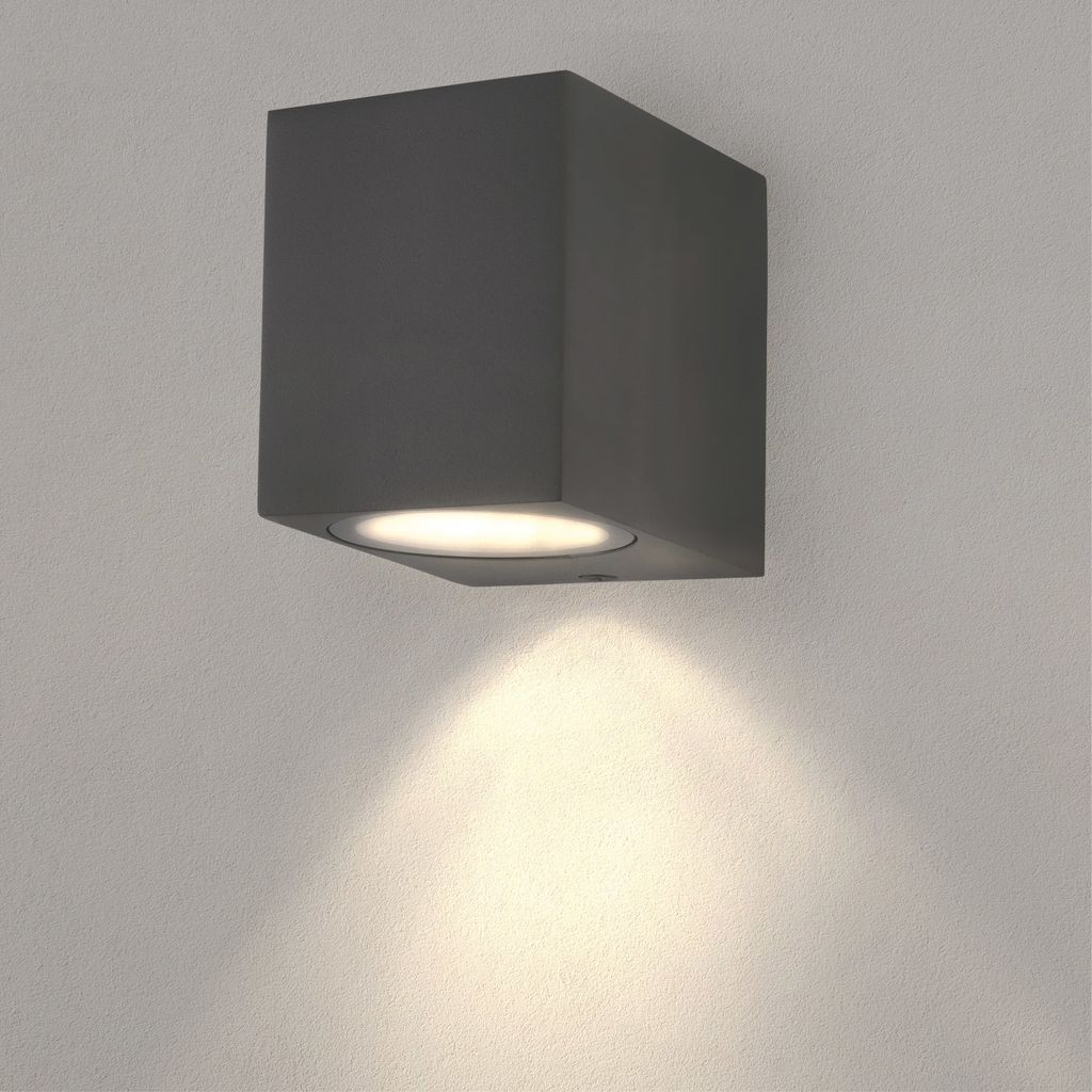 Ledvion Hydra, LED Wandleuchte Außen Anthrazit Kubus, Für Ein GU10 Down, Außenwandleuchte, Wandlampe, Außenlampe, IP54