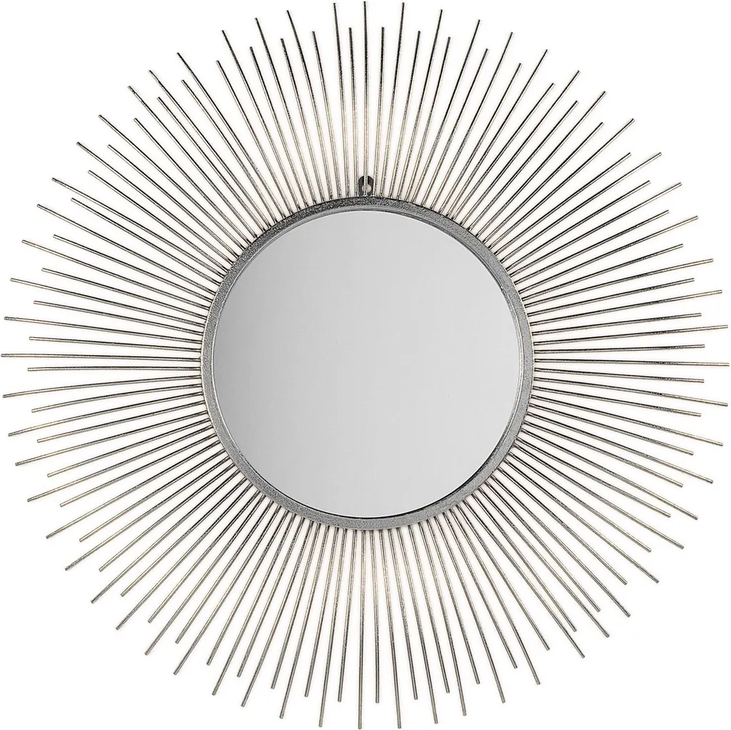 Miroir soleil argenté ø 80 cm : décorez facilement vos murs vides avec style