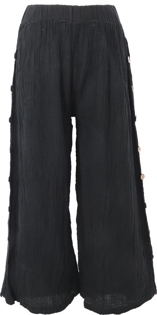 Bequeme Palazzohose, Sommerhose, Musselinhose - Schwarz, Damen, Baumwolle, Hosen