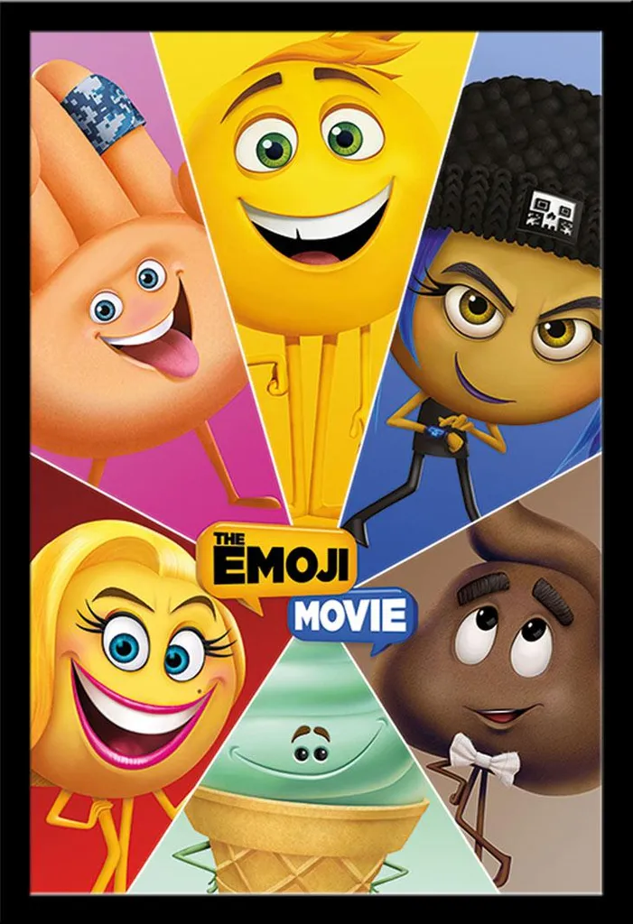 Poster Encadré The Emoji Movie avec Cadre Amovible Shinsuke Maxi Noir
