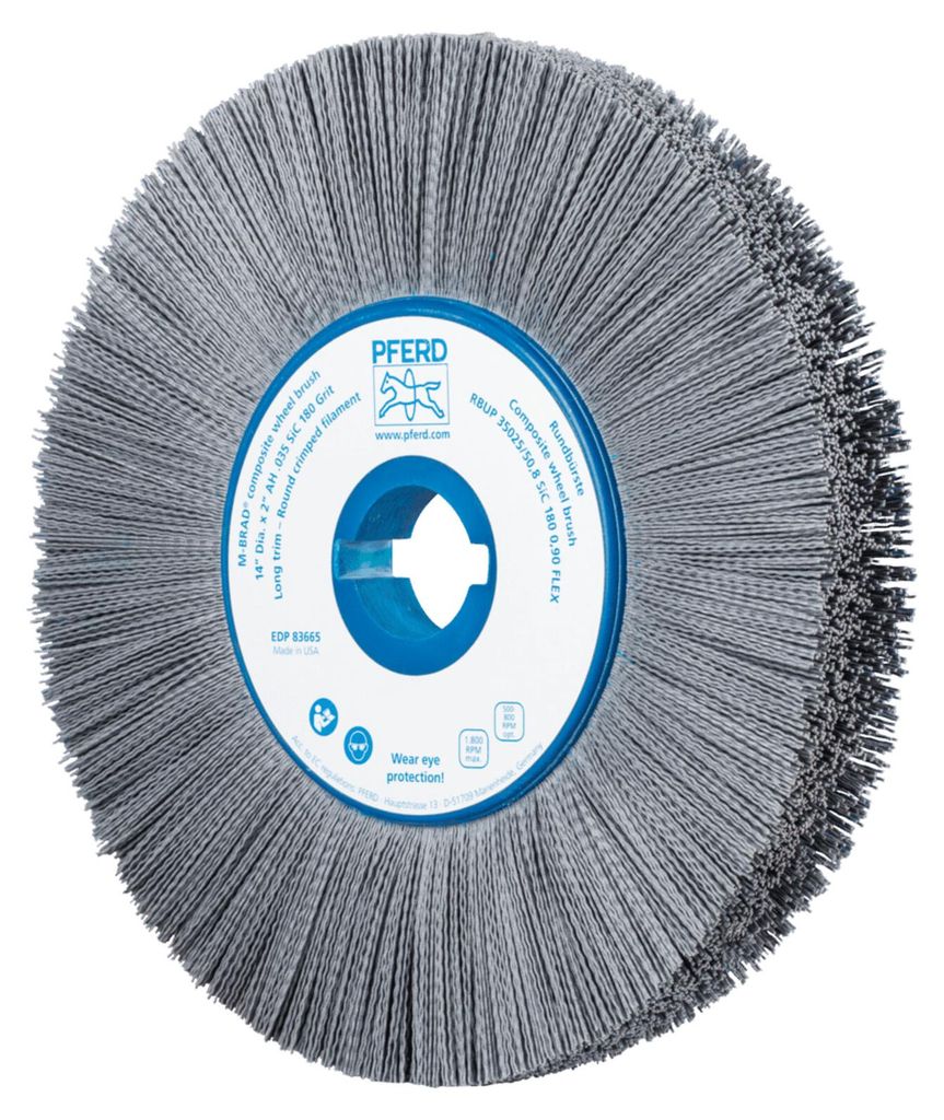 PFERD TOOLS COMPOSITE FLEX Rundbürste RBUP Ø 350x25x50,8 mm Bohrung SiC-Filament-Ø 0,90mm Korn 180 stationär