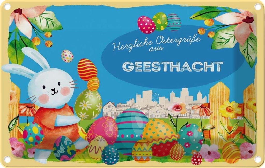 vianmo Blechschild 20x30 cm Ostergrüße GEESTHACHT Ostern Gruß