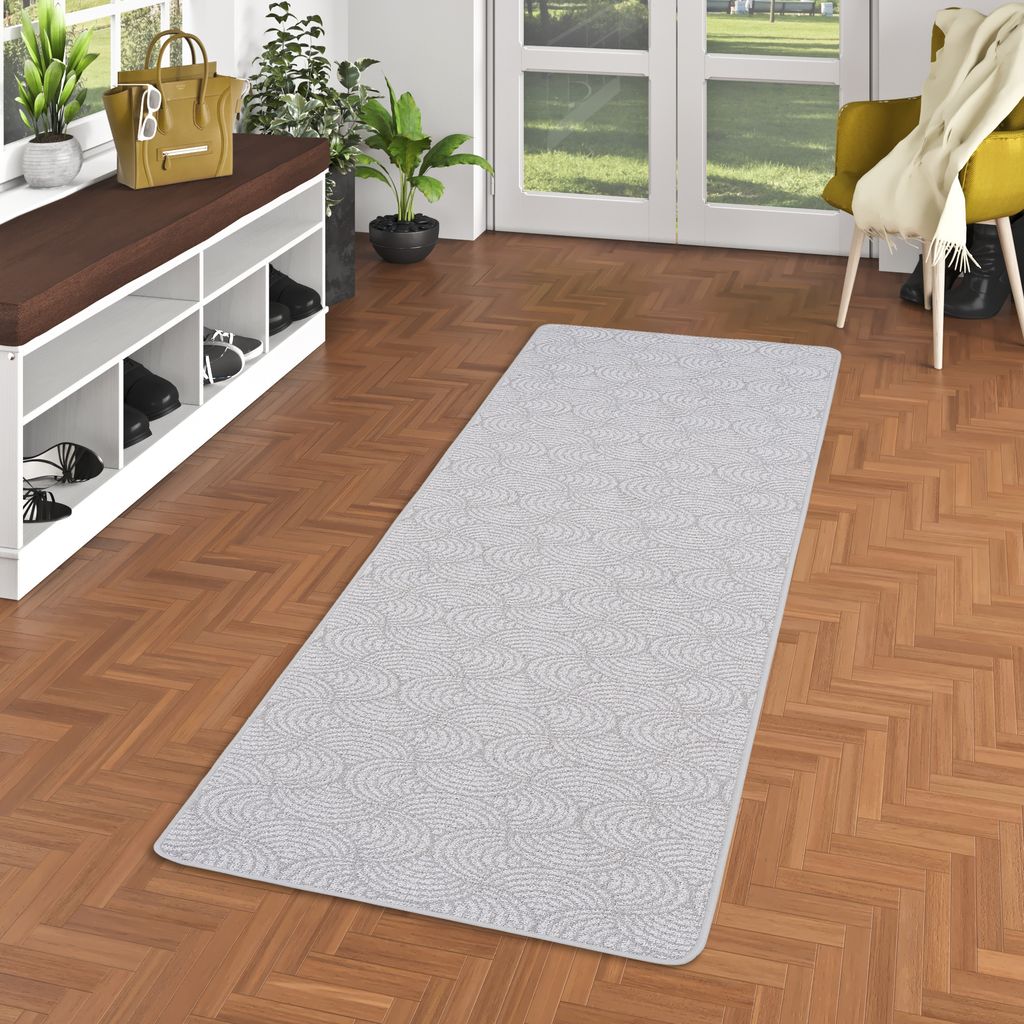 Läufer Feinschlinge Designer Teppich Circle Grau, Größe:100x100 cm