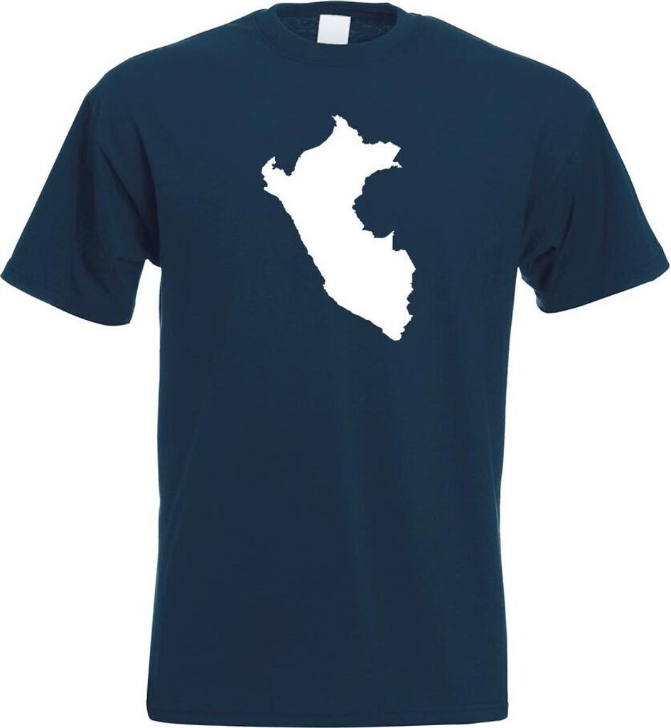 Kiwistar - T-Shirt - Navy - Peru Umriss Kontur Herren Funshirt Bedruckt Design Sprüche Spruch Motive - mit Motiv Bedruckt - Funshirt Design - Spor...