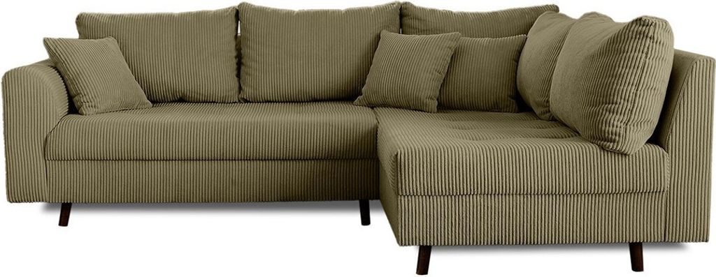 Lisa Design Rune, Ecksofa rechts, 4-Sitzer, mit hocker, aus Cord , Grün