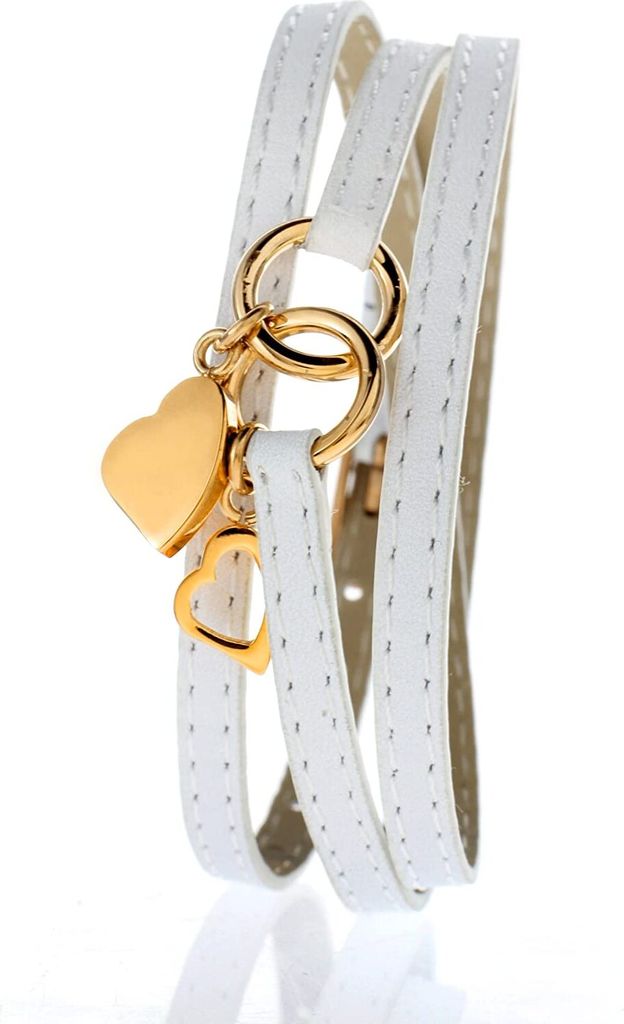 Karisma Damen Charms-Lederarmband Weiss dreifach gewickelt Produktbild 