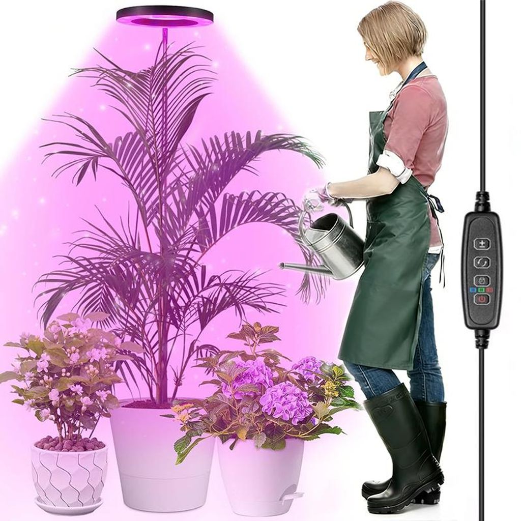 155cm Pflanzenlampe LED Vollspektrum Höhenverstellbare 3 Lichtmodi Dimmbar Pflanzenlicht Zimmerpflanzen Wachstumslicht mit Timer, Schwarz