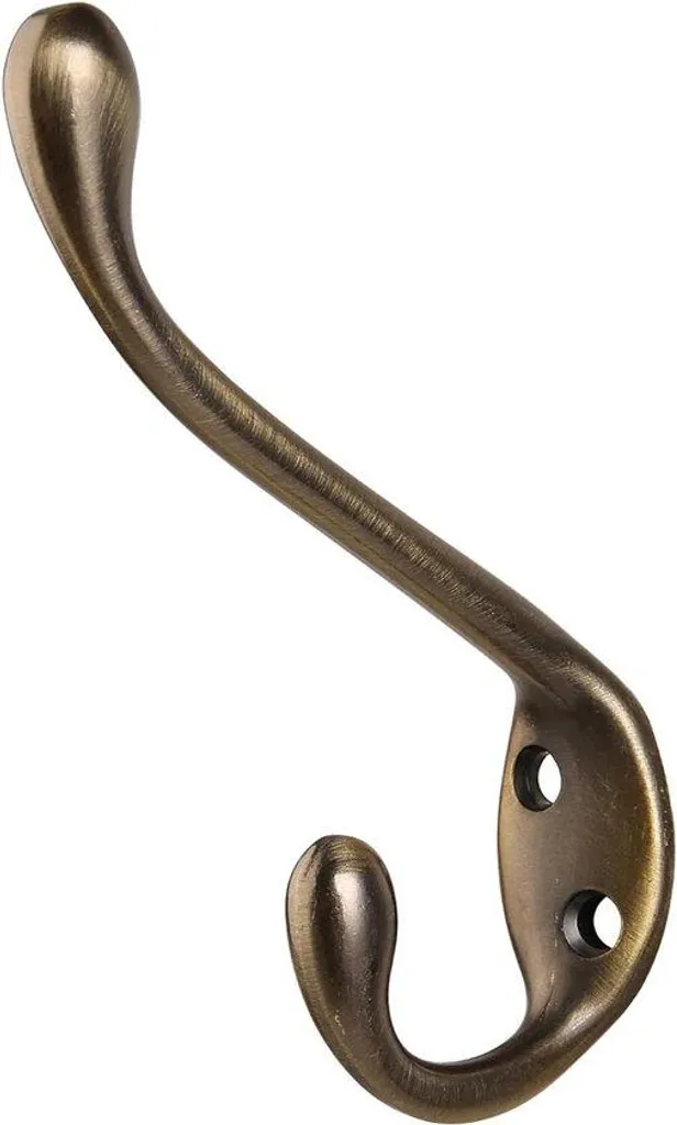 Crochets muraux double branche laiton vieilli pour vêtement, lot de 12
