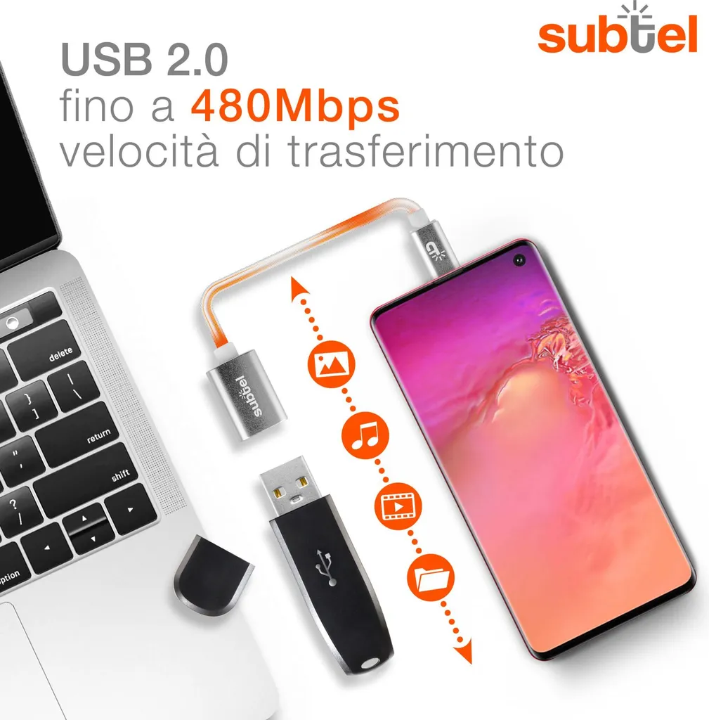 subtel Cavo OTG 15cm per smartphone compatibile con | WhichOne