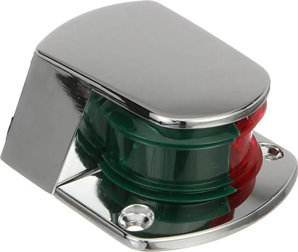 Feu de navigation bicolore Attwood 6375D6 en ZAMAK chromé 12V