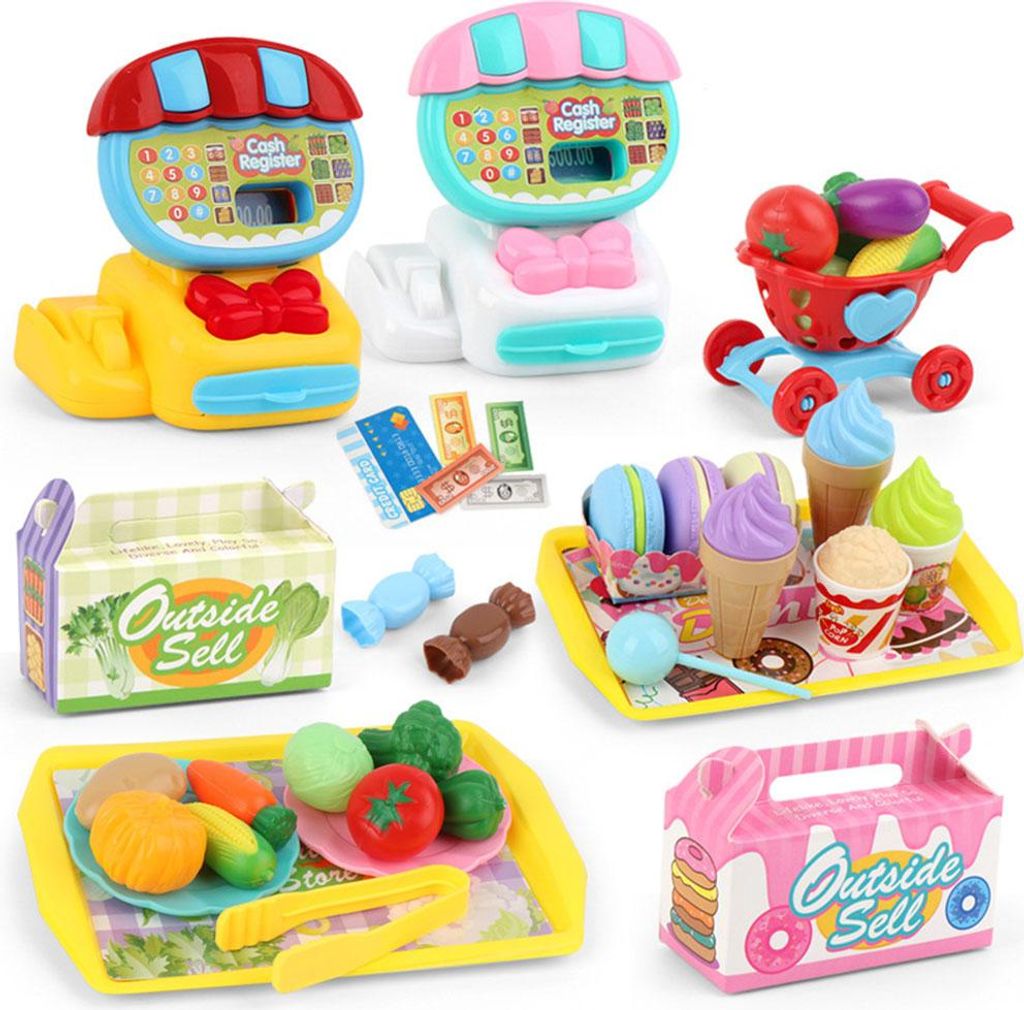 Kinder Mini Registrierkasse Spielzeug Set Kassierer Spielen Pretend Simulation