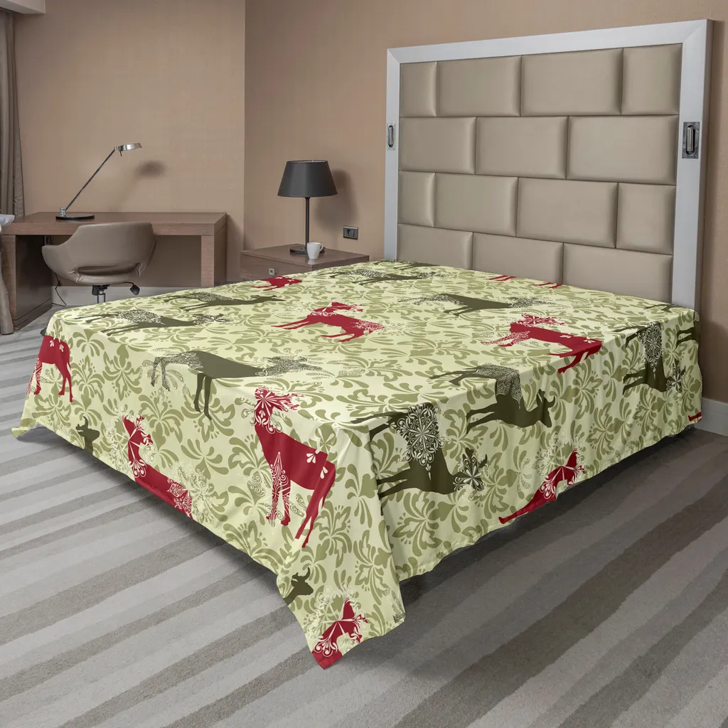 Drap Plat de Noël Décoratif 266x260 cm en Tissu Douceur Vert Marron