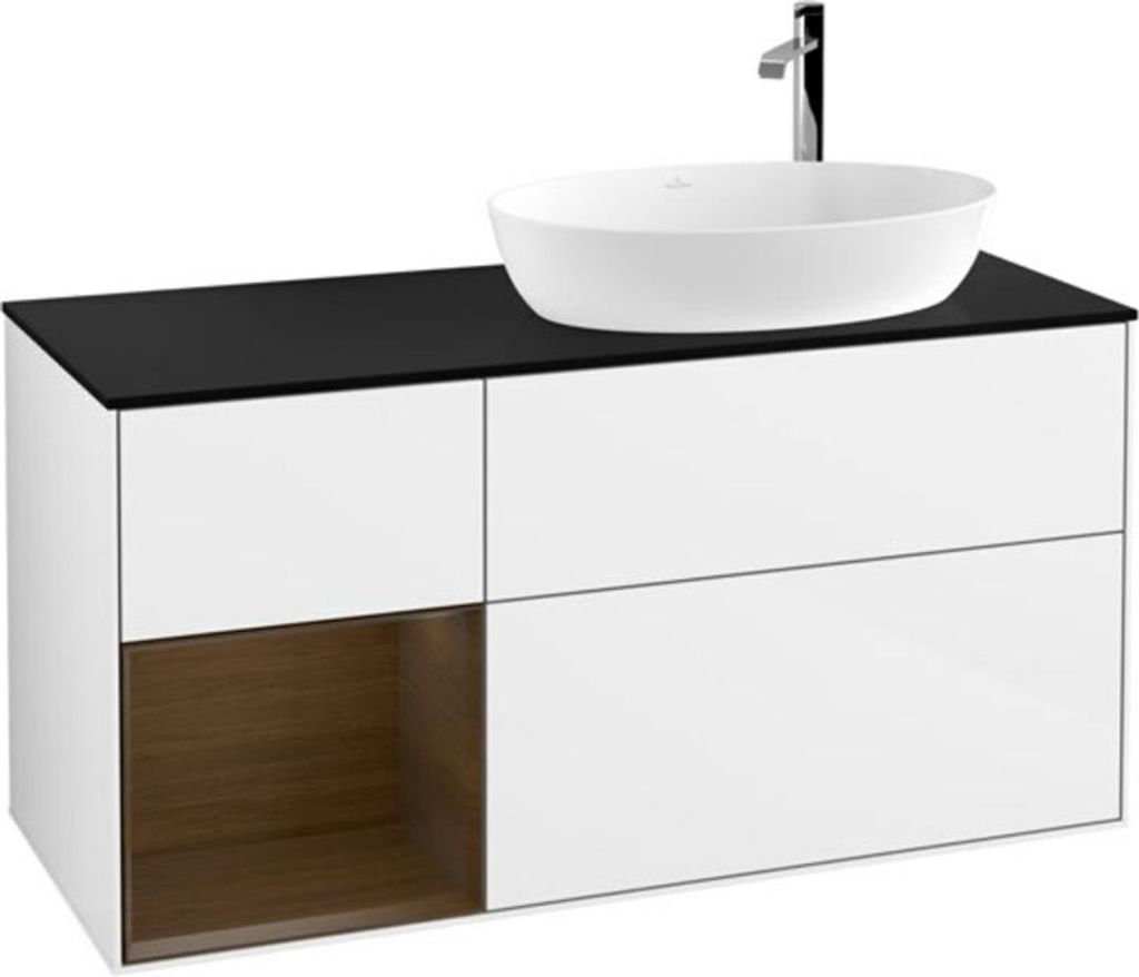 V&B Waschtischunterschrank Wandbeleuchtung Finion 120cm, Pl b m, Reg wal ven, glo wh. Lac